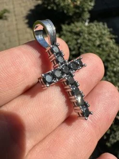 Black MOISSANITE Stone Real 925 Silver Tennis Cross Iced Pendant Necklace HipHop 39 Black MOISSANITE Stone Real 925 Silver Tennis Cross Iced Pendant Necklace HipHop -Harlem Bling Shop harlembling black moissanite stone real 925 silver tennis cross iced pendant necklace hiphop 78542.1679599561