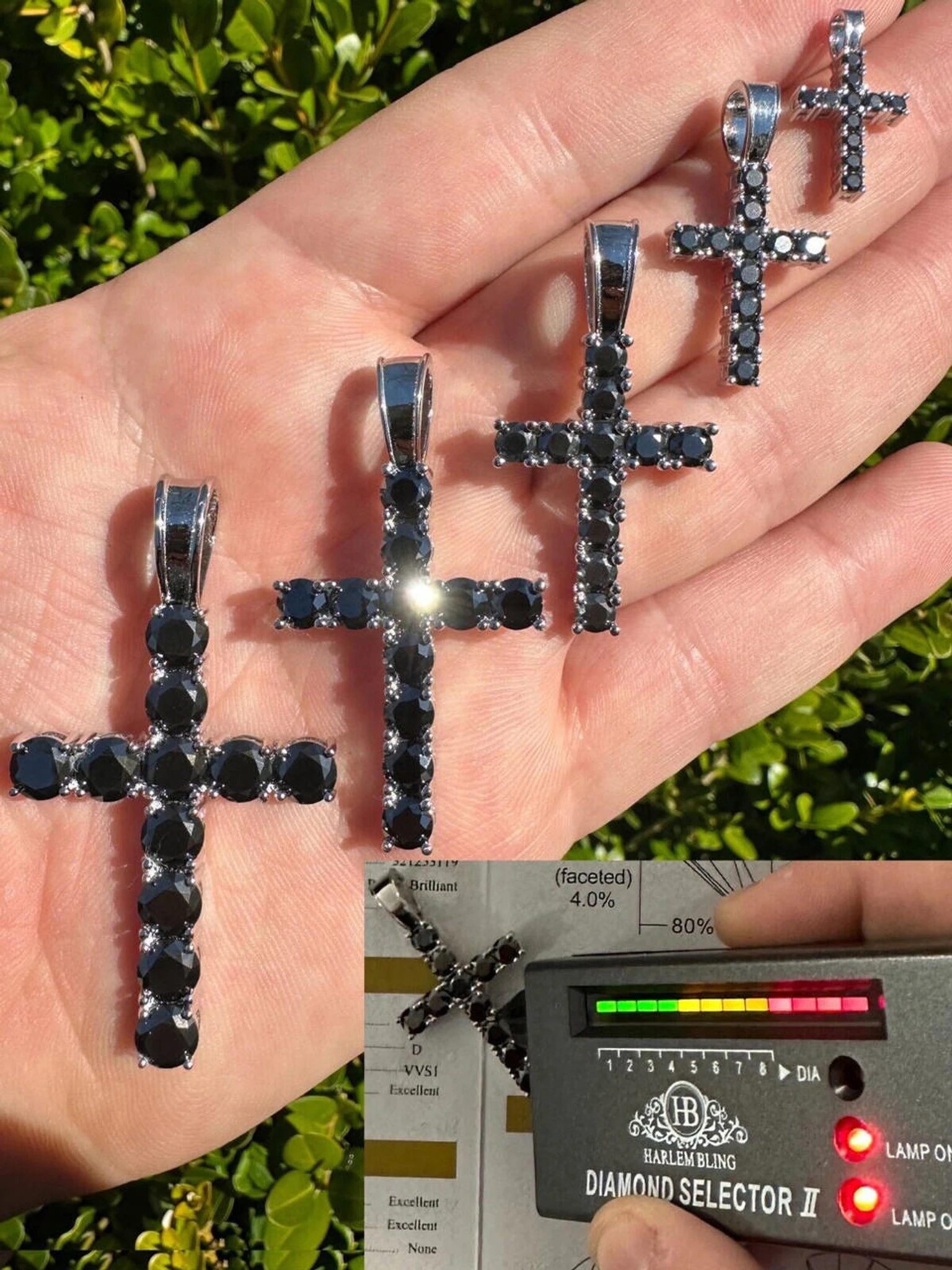 Black MOISSANITE Stone Real 925 Silver Tennis Cross Iced Pendant Necklace HipHop 3 Black MOISSANITE Stone Real 925 Silver Tennis Cross Iced Pendant Necklace HipHop