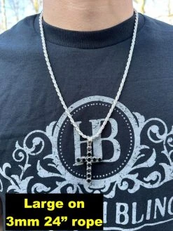 Black MOISSANITE Stone Real 925 Silver Tennis Cross Iced Pendant Necklace HipHop 25 Black MOISSANITE Stone Real 925 Silver Tennis Cross Iced Pendant Necklace HipHop -Harlem Bling Shop harlembling black moissanite stone real 925 silver tennis cross iced pendant necklace hiphop 94587.1679599634