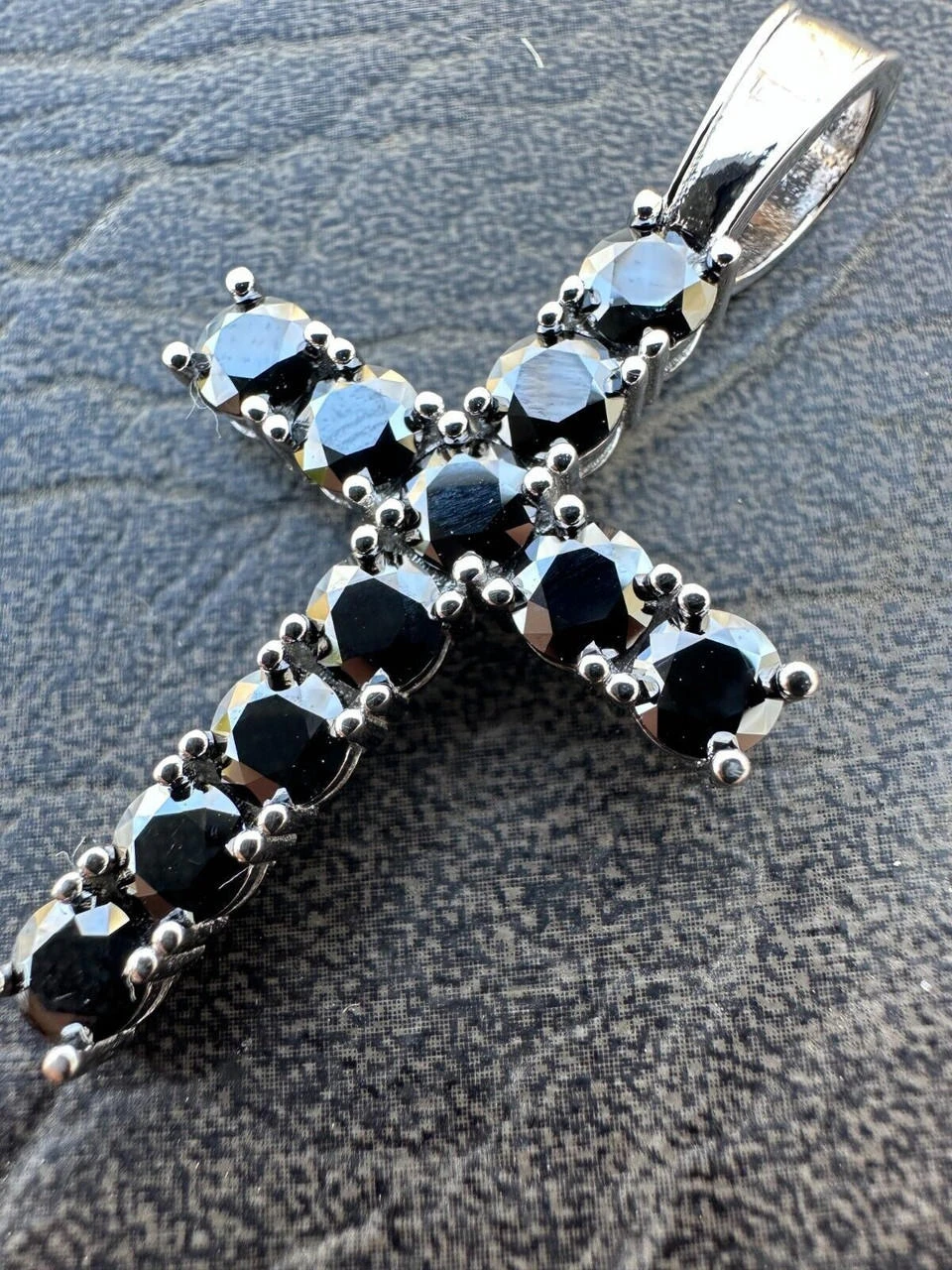 Black MOISSANITE Stone Real 925 Silver Tennis Cross Iced Pendant Necklace HipHop 13 Black MOISSANITE Stone Real 925 Silver Tennis Cross Iced Pendant Necklace HipHop - Image 11