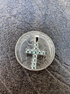 Blue Green MOISSANITE Real 925 Silver Iced Cross Pendant Diamond Passes Tester -Harlem Bling Shop harlembling blue green moissanite real 925 silver iced cross pendant diamond passes tester 77142.1670514750