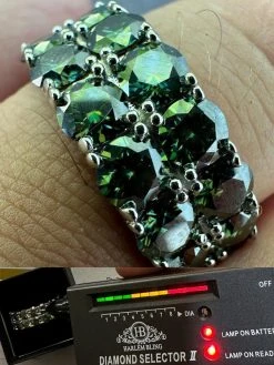 Blue Green Moissanite Ring Real 925 Silver Hip Hop Iced Tennis Band 10mm Big