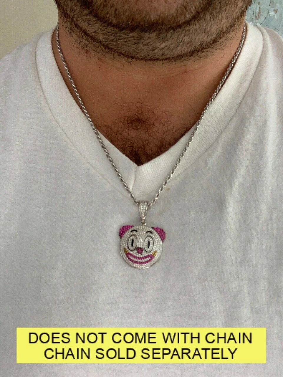 Clown Emoji Pendant Solid 925 Sterling Silver ICY Diamond Hip Hop Piece Iced 4 Clown Emoji Pendant Solid 925 Sterling Silver ICY Diamond Hip Hop Piece Iced - Image 2