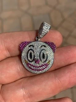 Clown Emoji Pendant Solid 925 Sterling Silver ICY Diamond Hip Hop Piece Iced