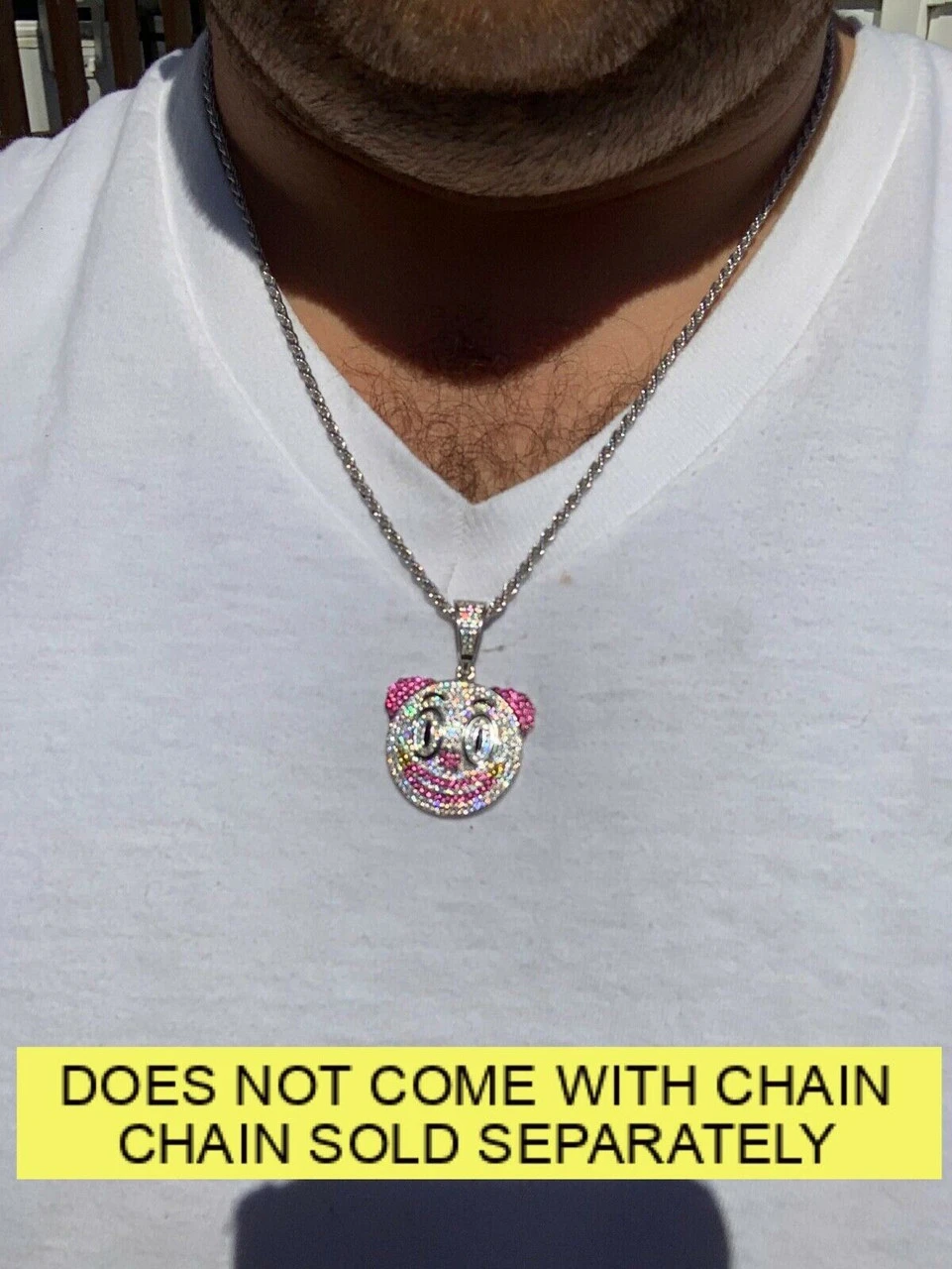 Clown Emoji Pendant Solid 925 Sterling Silver ICY Diamond Hip Hop Piece Iced 10 Clown Emoji Pendant Solid 925 Sterling Silver ICY Diamond Hip Hop Piece Iced - Image 8