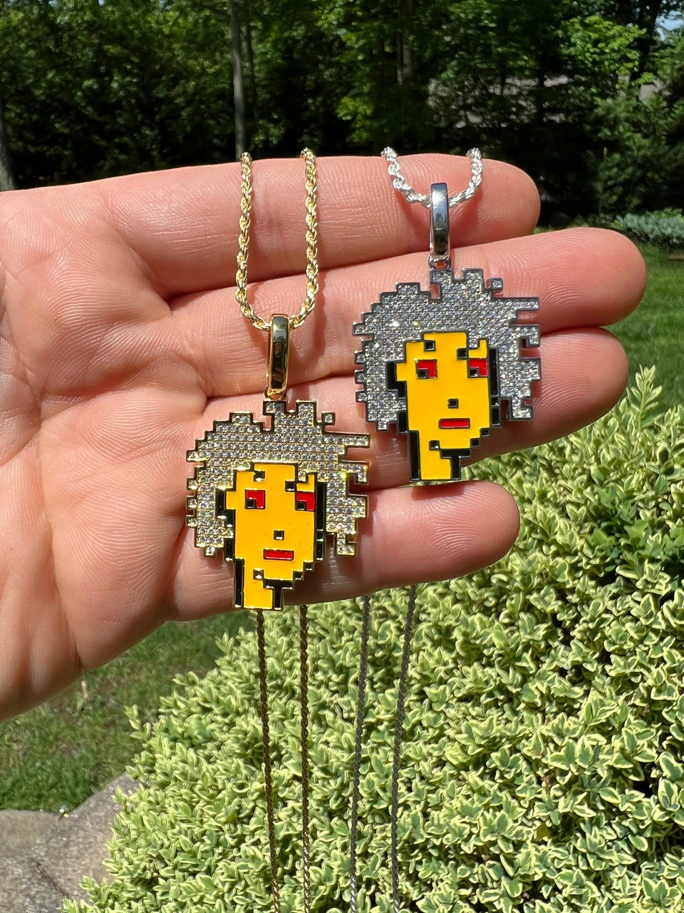 Cryptopunk NFT #2 Girl W. Afro Iced Pendant Necklace Solid 925 Silver / 14k Gold Crypto Punk 12 Cryptopunk NFT #2 Girl W. Afro Iced Pendant Necklace Solid 925 Silver / 14k Gold Crypto Punk - Image 10