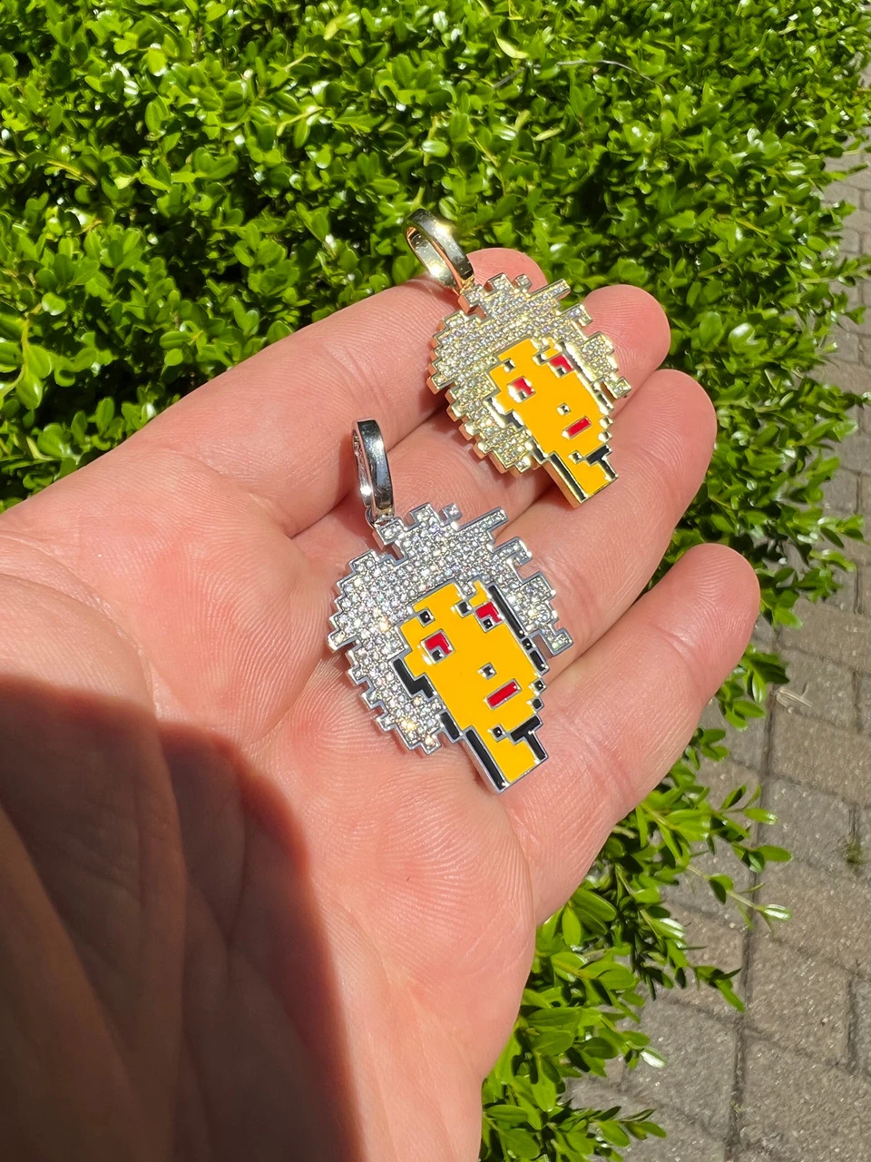 Cryptopunk NFT #2 Girl W. Afro Iced Pendant Necklace Solid 925 Silver / 14k Gold Crypto Punk 8 Cryptopunk NFT #2 Girl W. Afro Iced Pendant Necklace Solid 925 Silver / 14k Gold Crypto Punk - Image 6