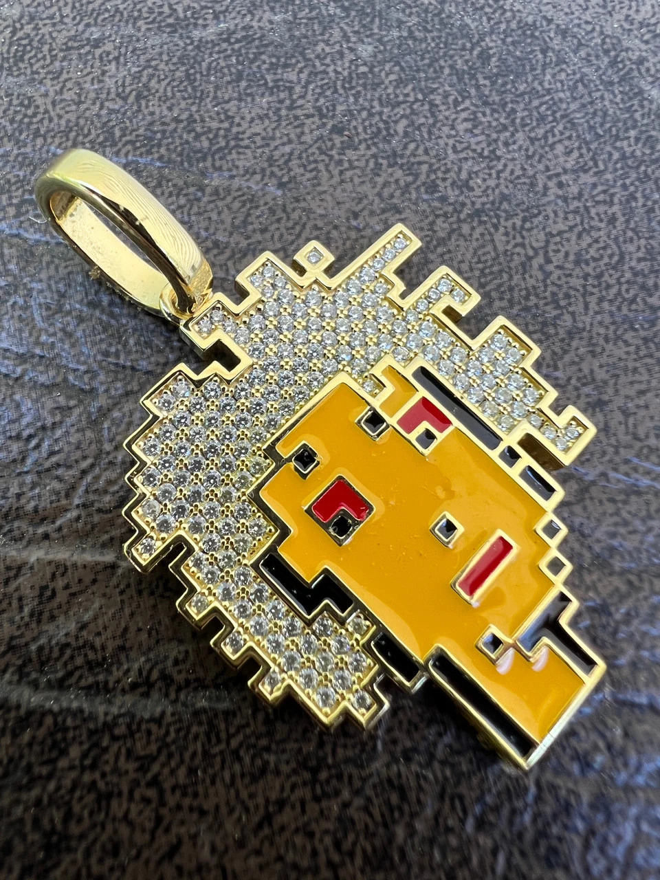 Cryptopunk NFT #2 Girl W. Afro Iced Pendant Necklace Solid 925 Silver / 14k Gold Crypto Punk 6 Cryptopunk NFT #2 Girl W. Afro Iced Pendant Necklace Solid 925 Silver / 14k Gold Crypto Punk - Image 4