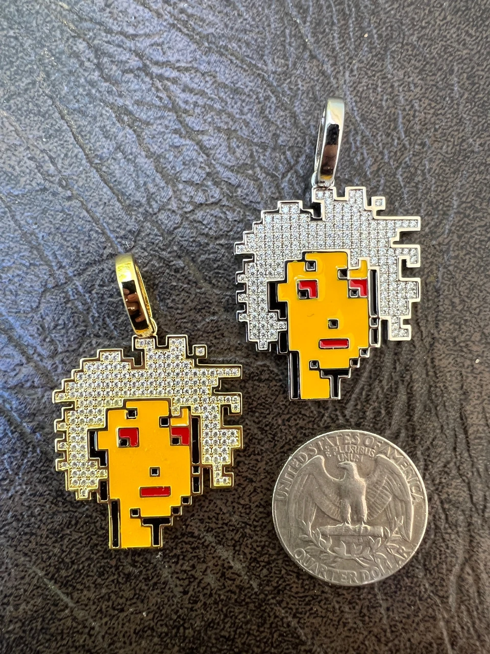 Cryptopunk NFT #2 Girl W. Afro Iced Pendant Necklace Solid 925 Silver / 14k Gold Crypto Punk 13 Cryptopunk NFT #2 Girl W. Afro Iced Pendant Necklace Solid 925 Silver / 14k Gold Crypto Punk - Image 11