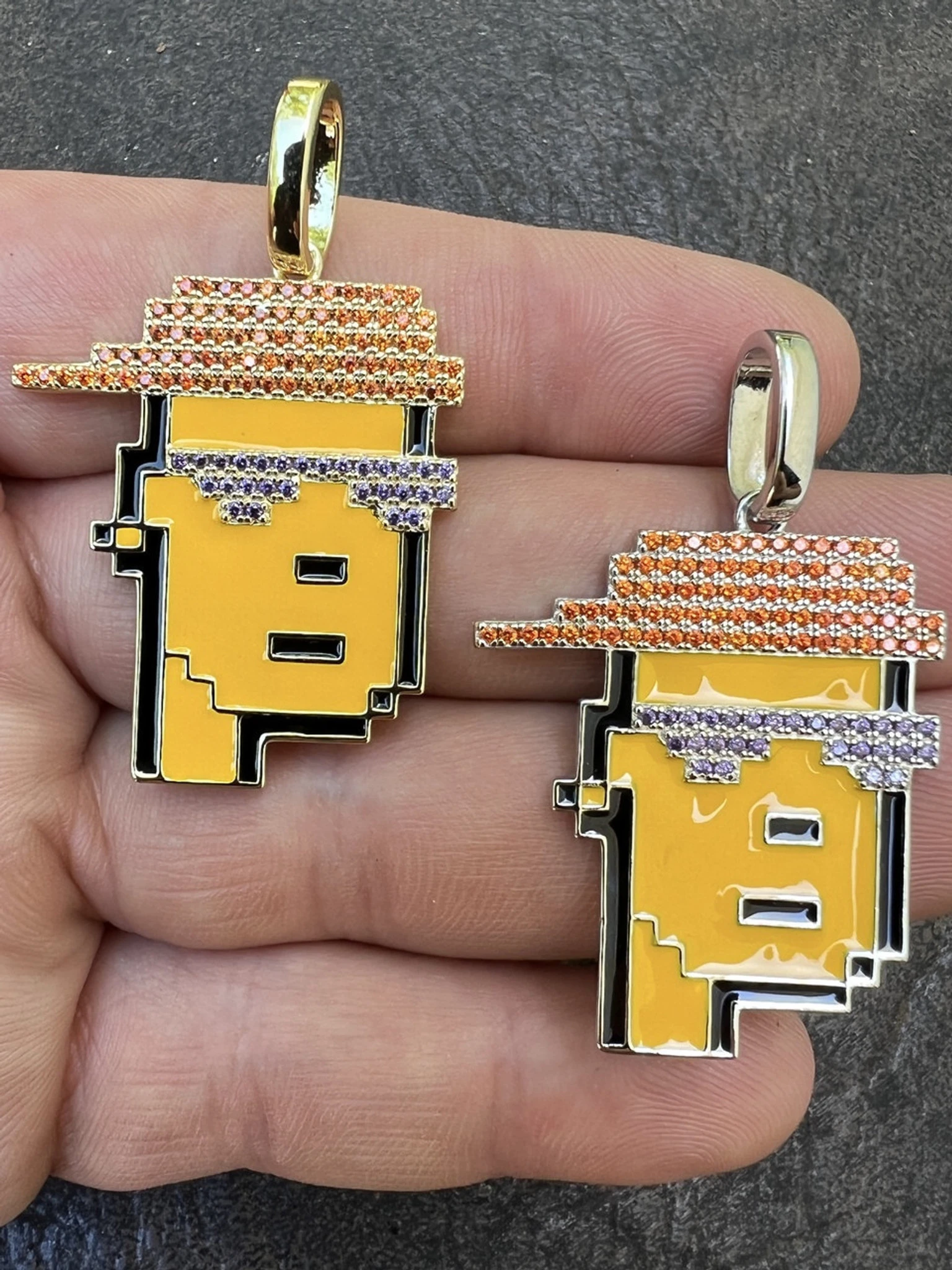 Cryptopunk NFT #3 Guy W. Red Cap Iced Pendant Necklace Solid 925 Silver / 14k Gold Crypto Punk 3 Cryptopunk NFT #3 Guy W. Red Cap Iced Pendant Necklace Solid 925 Silver / 14k Gold Crypto Punk
