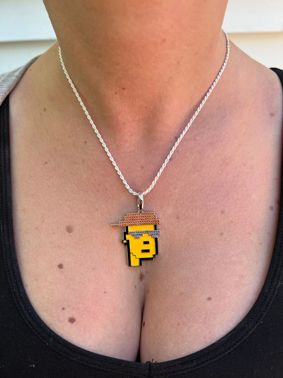 Cryptopunk NFT #3 Guy W. Red Cap Iced Pendant Necklace Solid 925 Silver / 14k Gold Crypto Punk 14 Cryptopunk NFT #3 Guy W. Red Cap Iced Pendant Necklace Solid 925 Silver / 14k Gold Crypto Punk - Image 12