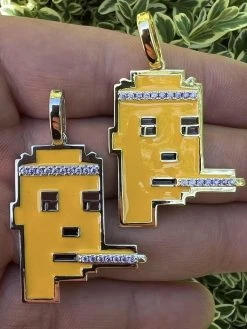 Cryptopunk NFT #4 Guy Smoking Blunt Iced Pendant Necklace Solid 925 Silver / 14k