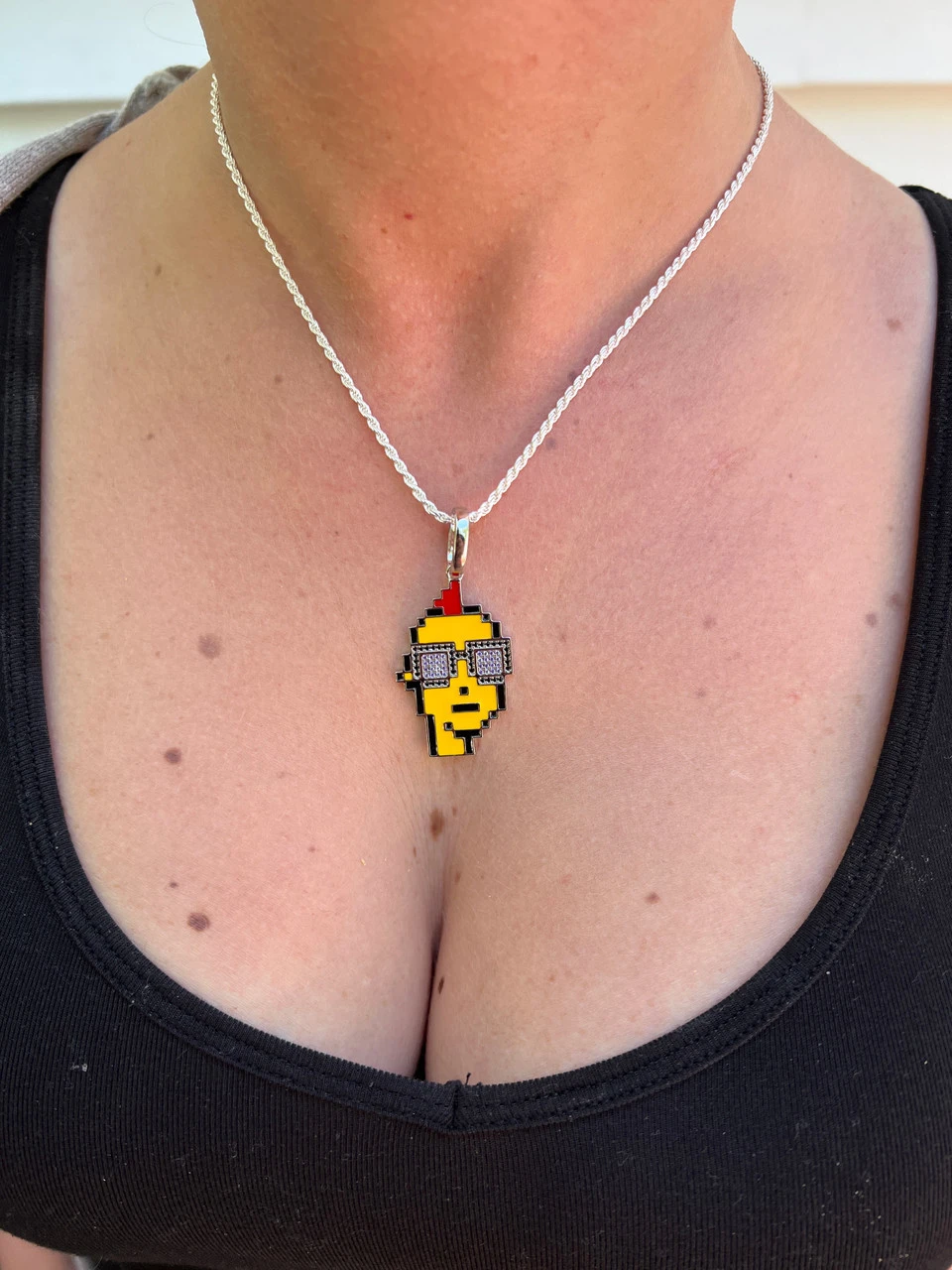 Cryptopunk NFT Pendant #1 Guy W. Glasses Iced Pendant Necklace Solid 925 Silver / 14k Gold Crypto Punk 12 Cryptopunk NFT Pendant #1 Guy W. Glasses Iced Pendant Necklace Solid 925 Silver / 14k Gold Crypto Punk - Image 10