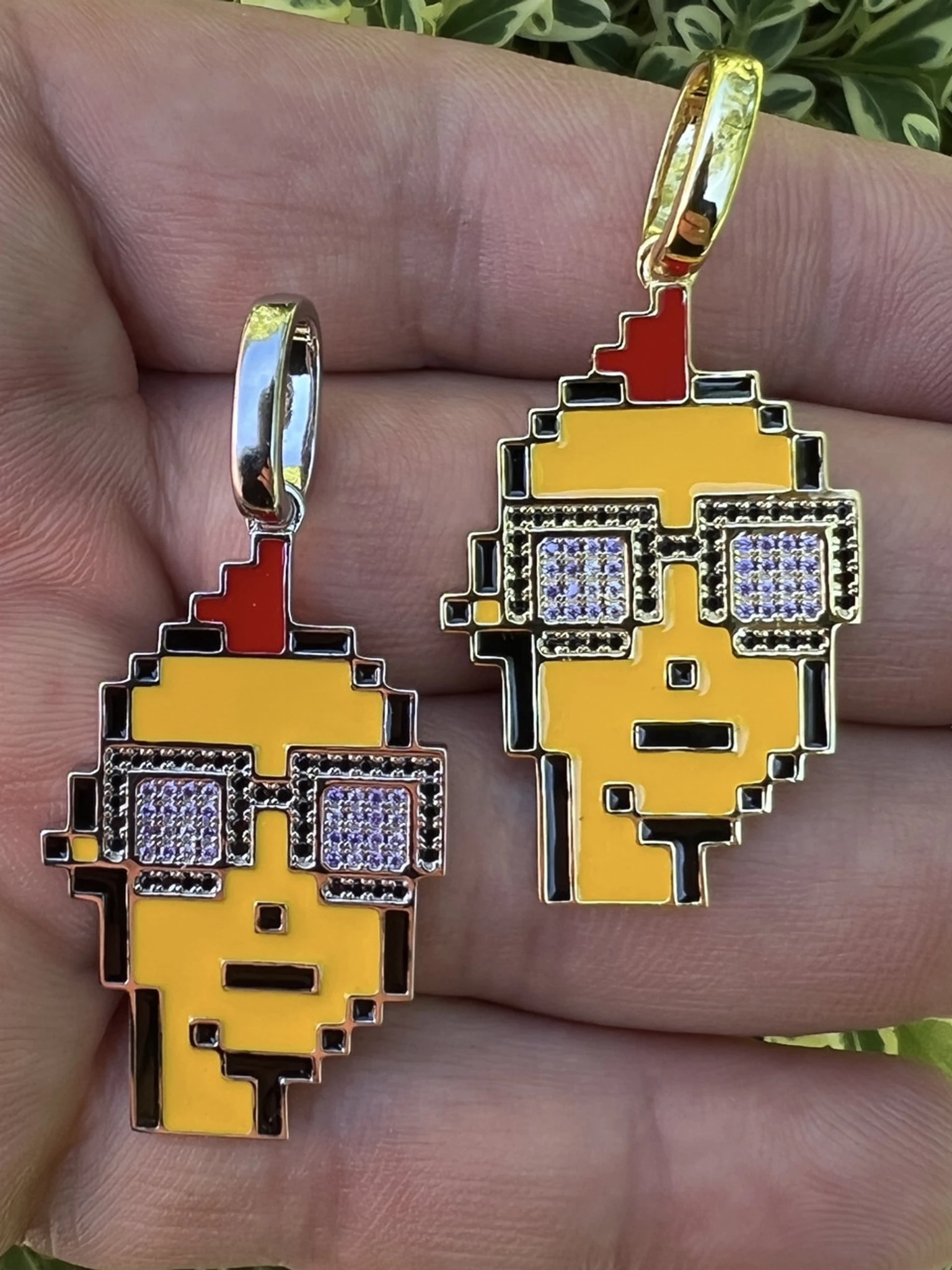 Cryptopunk NFT Pendant #1 Guy W. Glasses Iced Pendant Necklace Solid 925 Silver / 14k Gold Crypto Punk 3 Cryptopunk NFT Pendant #1 Guy W. Glasses Iced Pendant Necklace Solid 925 Silver / 14k Gold Crypto Punk