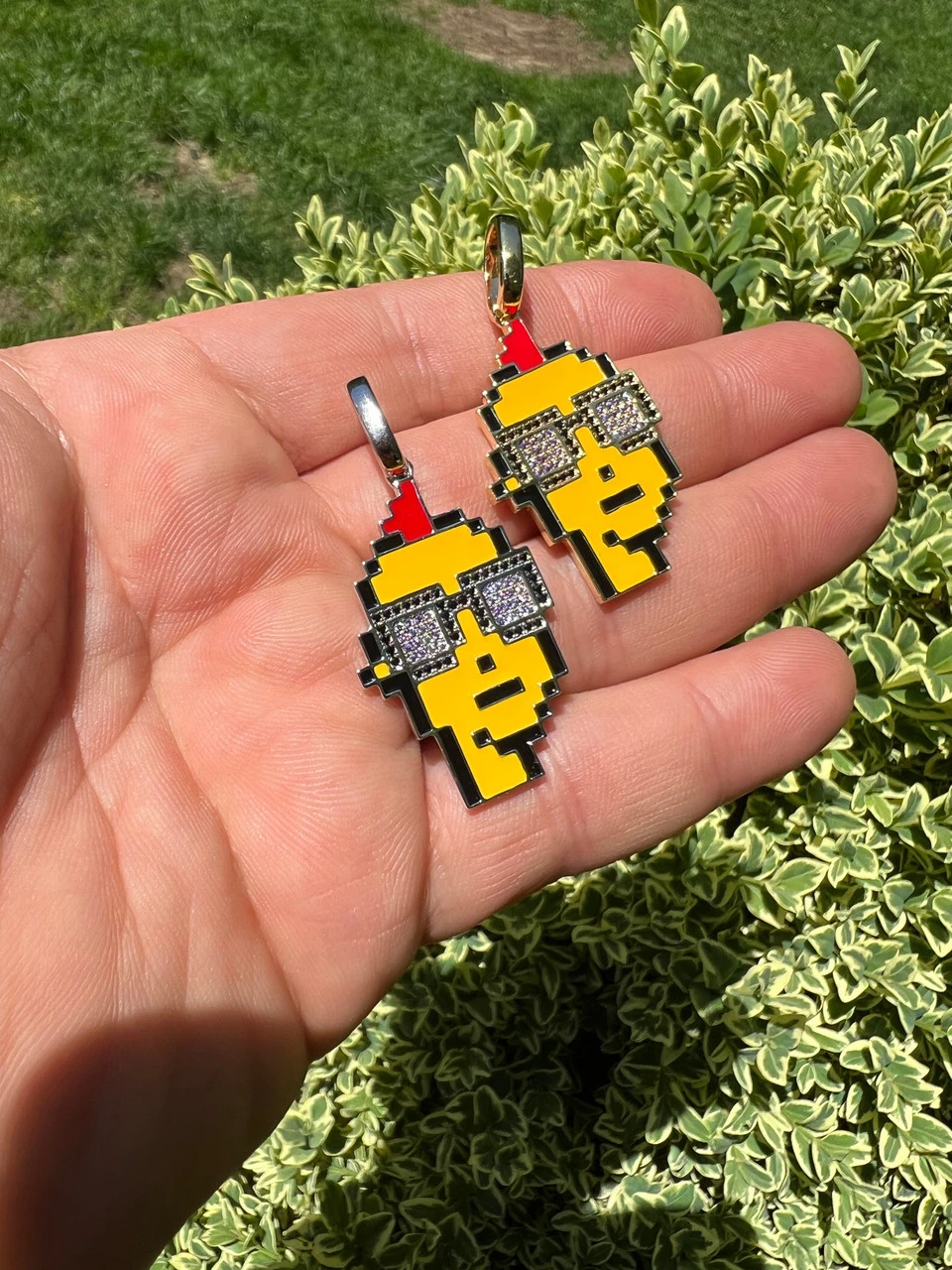 Cryptopunk NFT Pendant #1 Guy W. Glasses Iced Pendant Necklace Solid 925 Silver / 14k Gold Crypto Punk 4 Cryptopunk NFT Pendant #1 Guy W. Glasses Iced Pendant Necklace Solid 925 Silver / 14k Gold Crypto Punk - Image 2