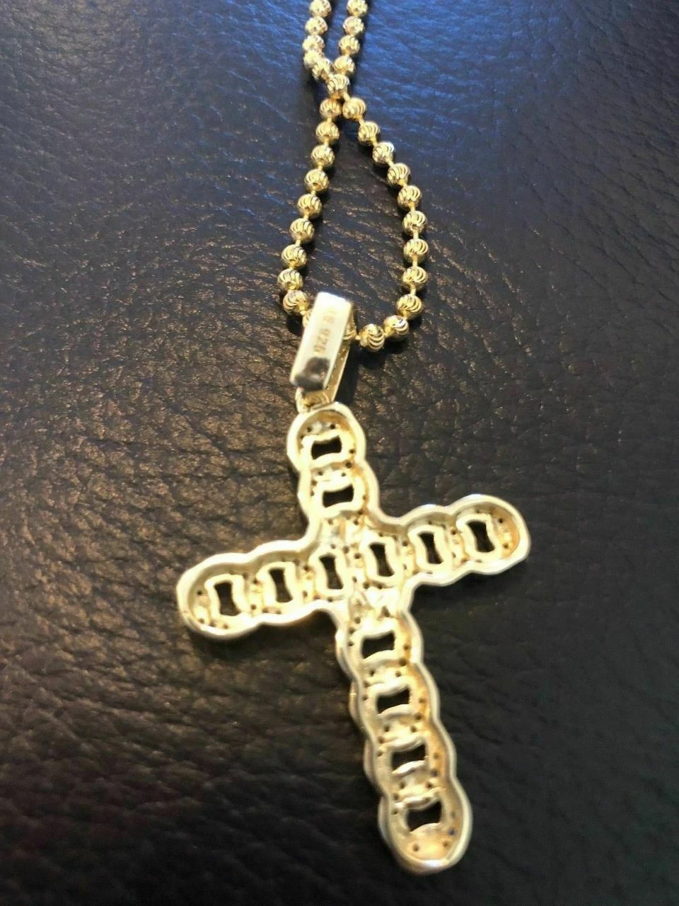 Cuban Link Cross Pendant W. Chain Sterling Silver 925 *14k Gold Plated* Diamond 9 Cuban Link Cross Pendant W. Chain Sterling Silver 925 *14k Gold Plated* Diamond - Image 7