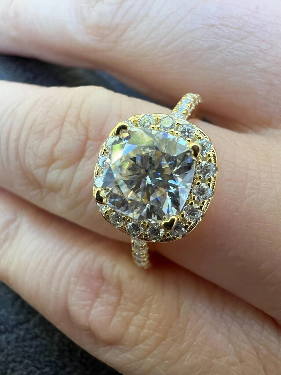 Cushion Cut Moissanite Engagement Promise Ring Real 14k Gold Vermeil 925 Silver 8 Cushion Cut Moissanite Engagement Promise Ring Real 14k Gold Vermeil 925 Silver - Image 6