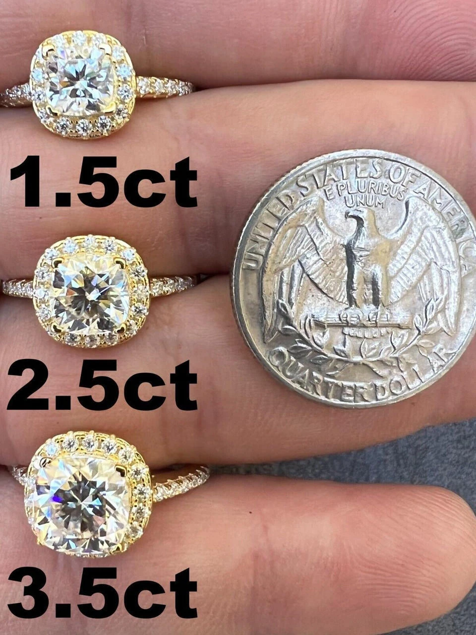 Cushion Cut Moissanite Engagement Promise Ring Real 14k Gold Vermeil 925 Silver 7 Cushion Cut Moissanite Engagement Promise Ring Real 14k Gold Vermeil 925 Silver - Image 5