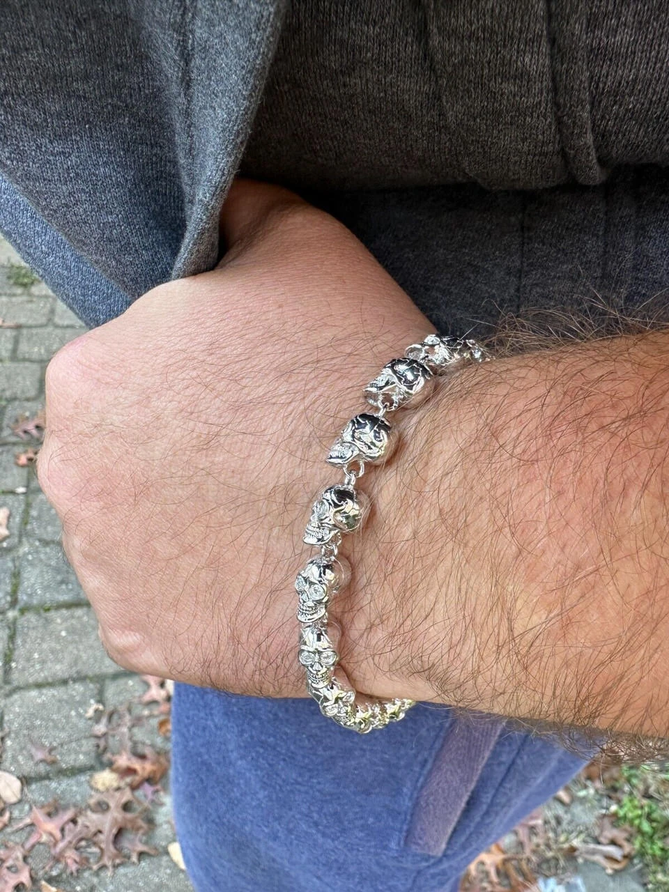 Custom Solid 925 Sterling Silver Skull Death Link Chain Bracelet W. Moissanite 12 Custom Solid 925 Sterling Silver Skull Death Link Chain Bracelet W. Moissanite - Image 10