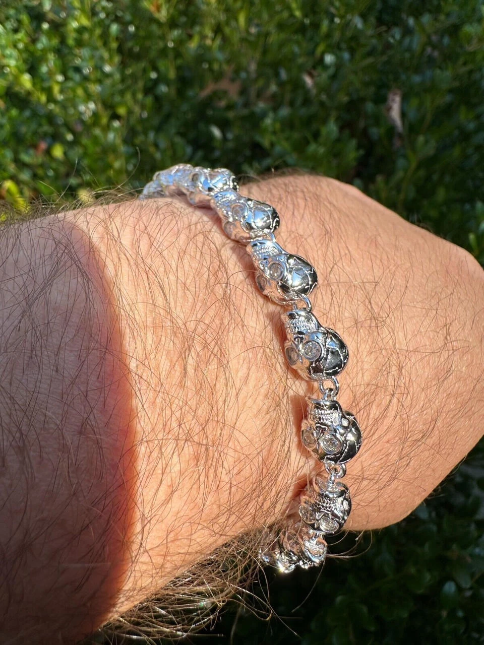 Custom Solid 925 Sterling Silver Skull Death Link Chain Bracelet W. Moissanite 19 Custom Solid 925 Sterling Silver Skull Death Link Chain Bracelet W. Moissanite - Image 17