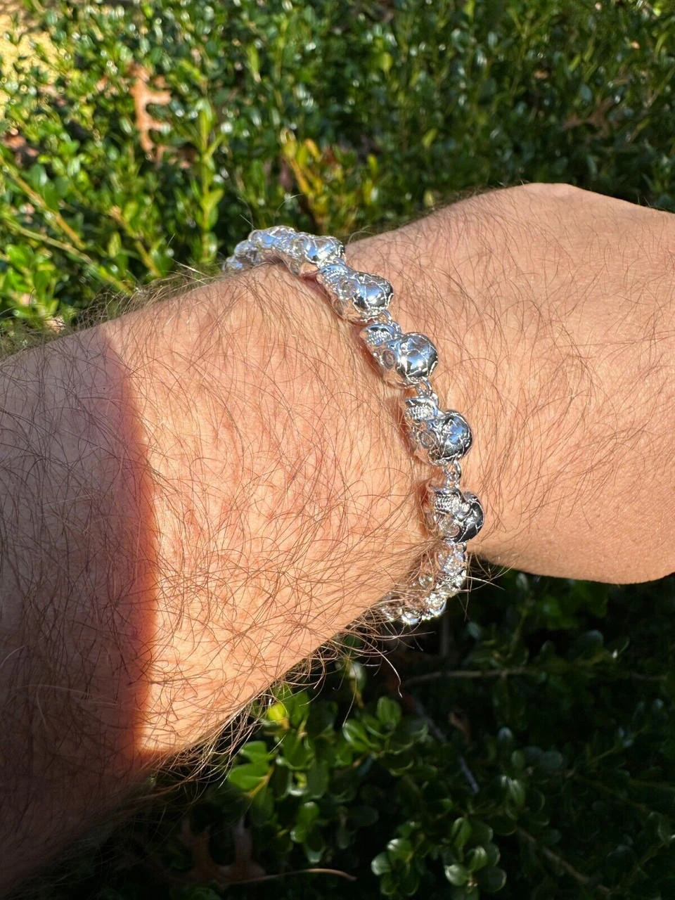 Custom Solid 925 Sterling Silver Skull Death Link Chain Bracelet W. Moissanite 9 Custom Solid 925 Sterling Silver Skull Death Link Chain Bracelet W. Moissanite - Image 7