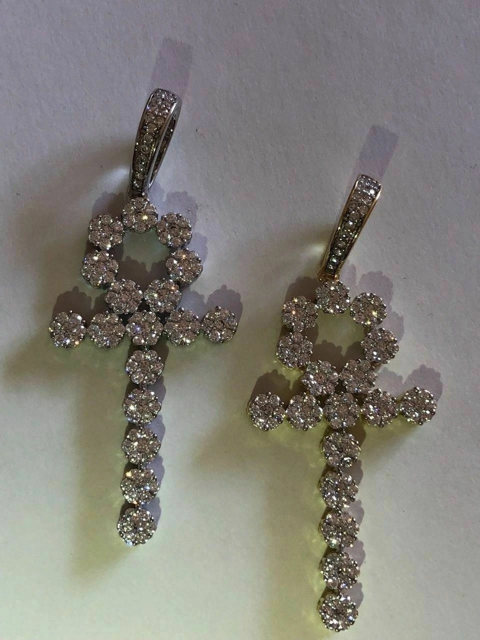 Diamond Ankh Cross Tennis Pendant Real 14k Gold Over Solid 925 Sterling Silver 7 Diamond Ankh Cross Tennis Pendant Real 14k Gold Over Solid 925 Sterling Silver - Image 5