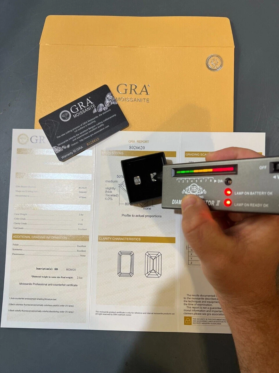 Emerald Cut Real Moissanite Solitaire Stud Earrings 14ct Gold Plated 925 Silver 5 Emerald Cut Real Moissanite Solitaire Stud Earrings 14ct Gold Plated 925 Silver - Image 3