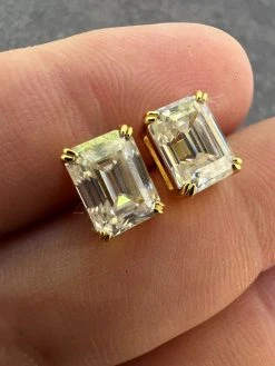 Emerald Cut Real Moissanite Solitaire Stud Earrings 14ct Gold Plated 925 Silver 21 Emerald Cut Real Moissanite Solitaire Stud Earrings 14ct Gold Plated 925 Silver -Harlem Bling Shop harlembling emerald cut real moissanite solitaire stud earrings 14ct gold plated 925 silver 56332.1664301040