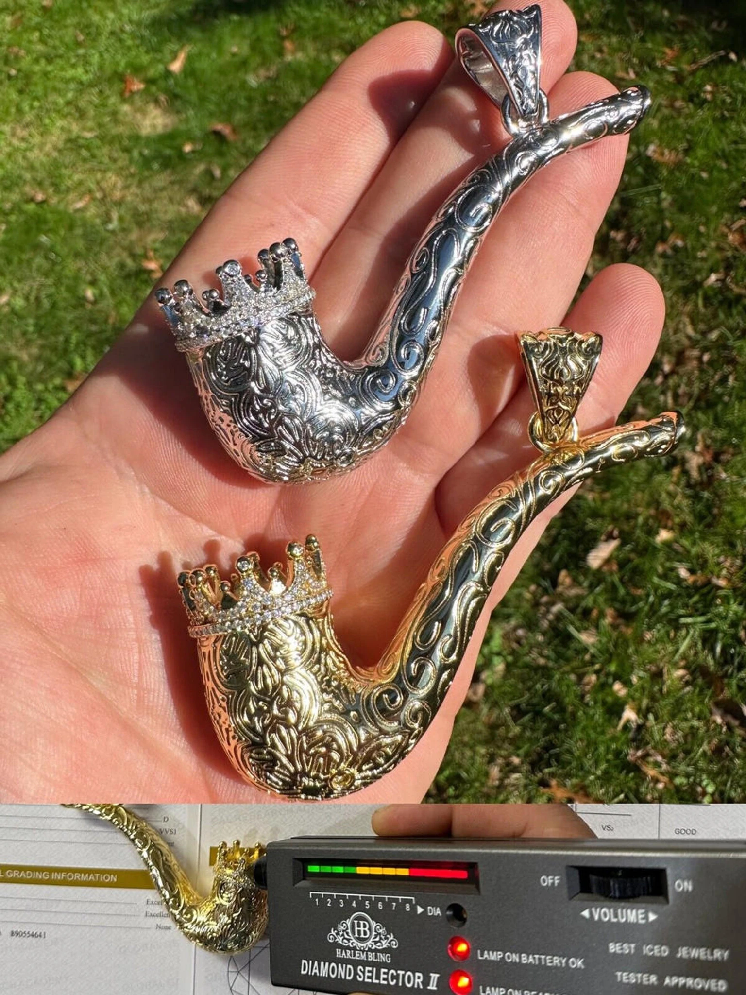 Fully Functional Tobacco Pipe Pendant MOISSANITE Real 925 Silver Iced Hip Hop 3 Fully Functional Tobacco Pipe Pendant MOISSANITE Real 925 Silver Iced Hip Hop