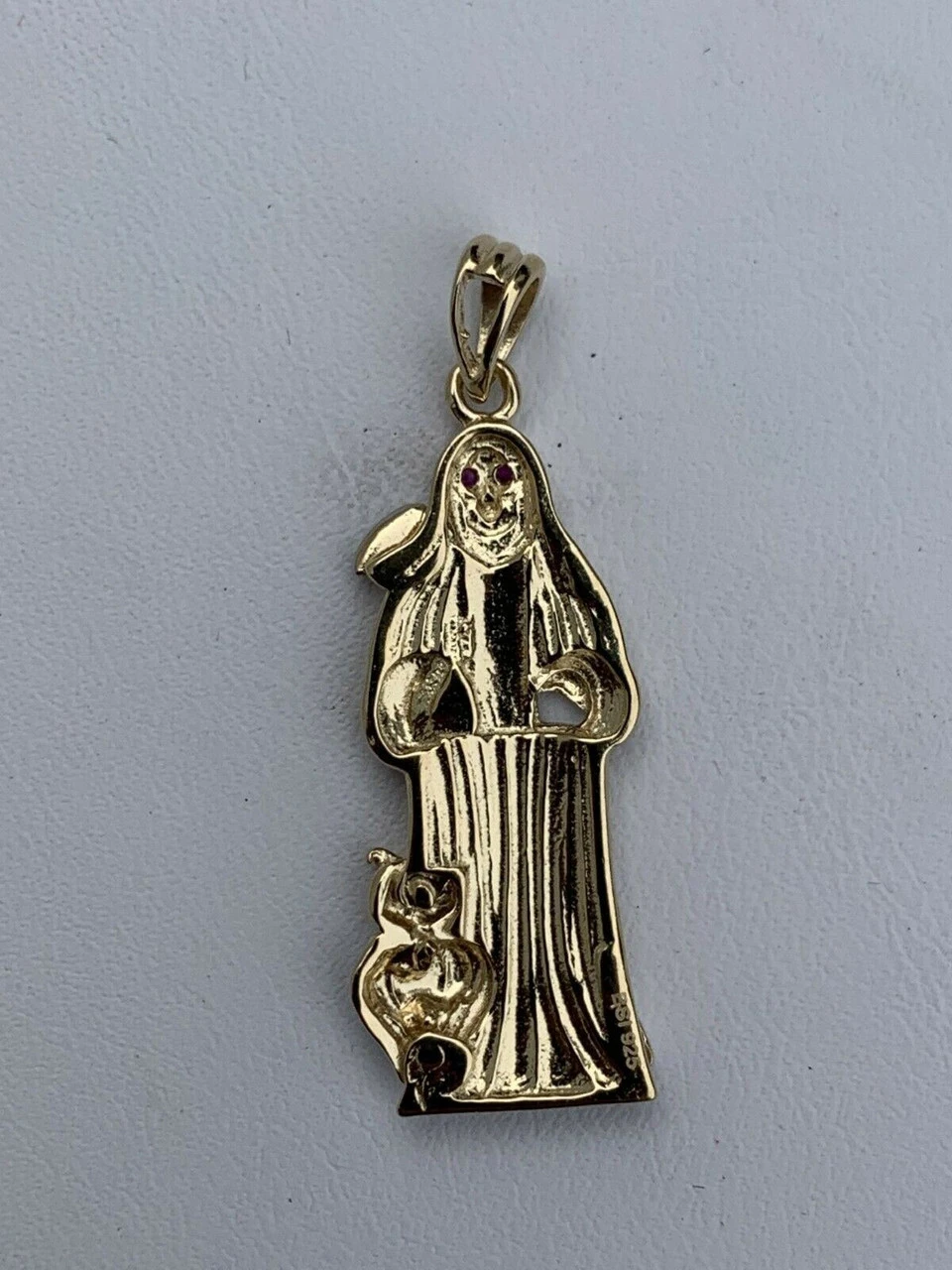 Grim Reaper Santa Muerte Death Pendant Real 14k Gold & Solid 925 Silver Italy 7 Grim Reaper Santa Muerte Death Pendant Real 14k Gold & Solid 925 Silver Italy - Image 5
