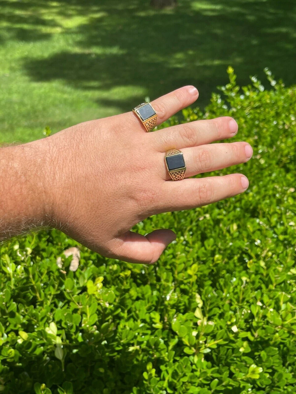 Handmade Real Solid 925 Sterling Silver Black Onyx Square Ring Size 7-13 Pinky 4 Handmade Real Solid 925 Sterling Silver Black Onyx Square Ring Size 7-13 Pinky - Image 2