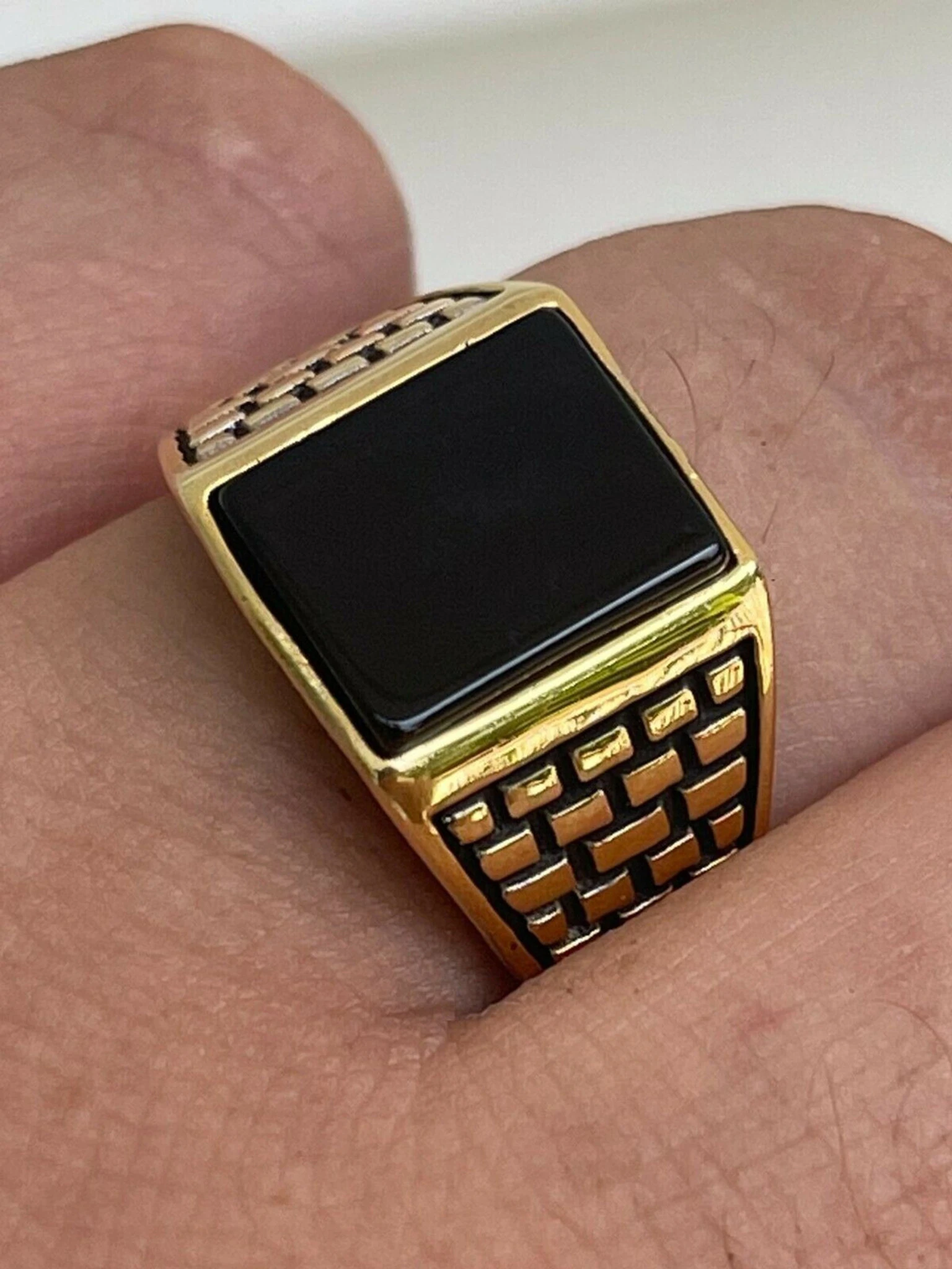 Handmade Real Solid 925 Sterling Silver Black Onyx Square Ring Size 7-13 Pinky 3 Handmade Real Solid 925 Sterling Silver Black Onyx Square Ring Size 7-13 Pinky