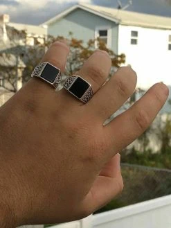Handmade Real Solid 925 Sterling Silver Black Onyx Square Ring Sizes 7-13 Pinky -Harlem Bling Shop harlembling handmade real solid 925 sterling silver black onyx square ring sizes 7 13 pinky 09593.1664389165