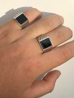 Handmade Real Solid 925 Sterling Silver Black Onyx Square Ring Sizes 7-13 Pinky -Harlem Bling Shop harlembling handmade real solid 925 sterling silver black onyx square ring sizes 7 13 pinky 20792.1664376998