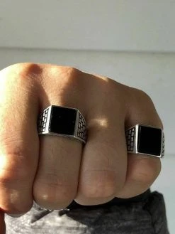Handmade Real Solid 925 Sterling Silver Black Onyx Square Ring Sizes 7-13 Pinky -Harlem Bling Shop harlembling handmade real solid 925 sterling silver black onyx square ring sizes 7 13 pinky 21085.1664374187