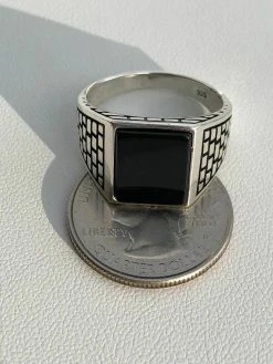 Handmade Real Solid 925 Sterling Silver Black Onyx Square Ring Sizes 7-13 Pinky -Harlem Bling Shop harlembling handmade real solid 925 sterling silver black onyx square ring sizes 7 13 pinky 58250.1664376527