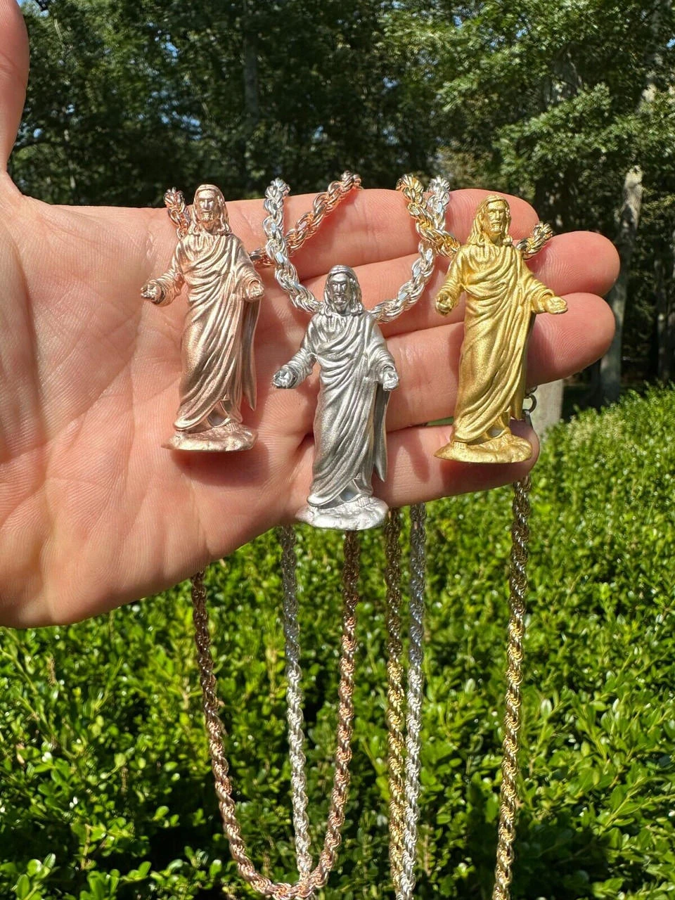 Heavy 3D Jesus Piece Real 925 Silver / 14k Yellow Rose Gold Pendant Necklace 9 Heavy 3D Jesus Piece Real 925 Silver / 14k Yellow Rose Gold Pendant Necklace - Image 7