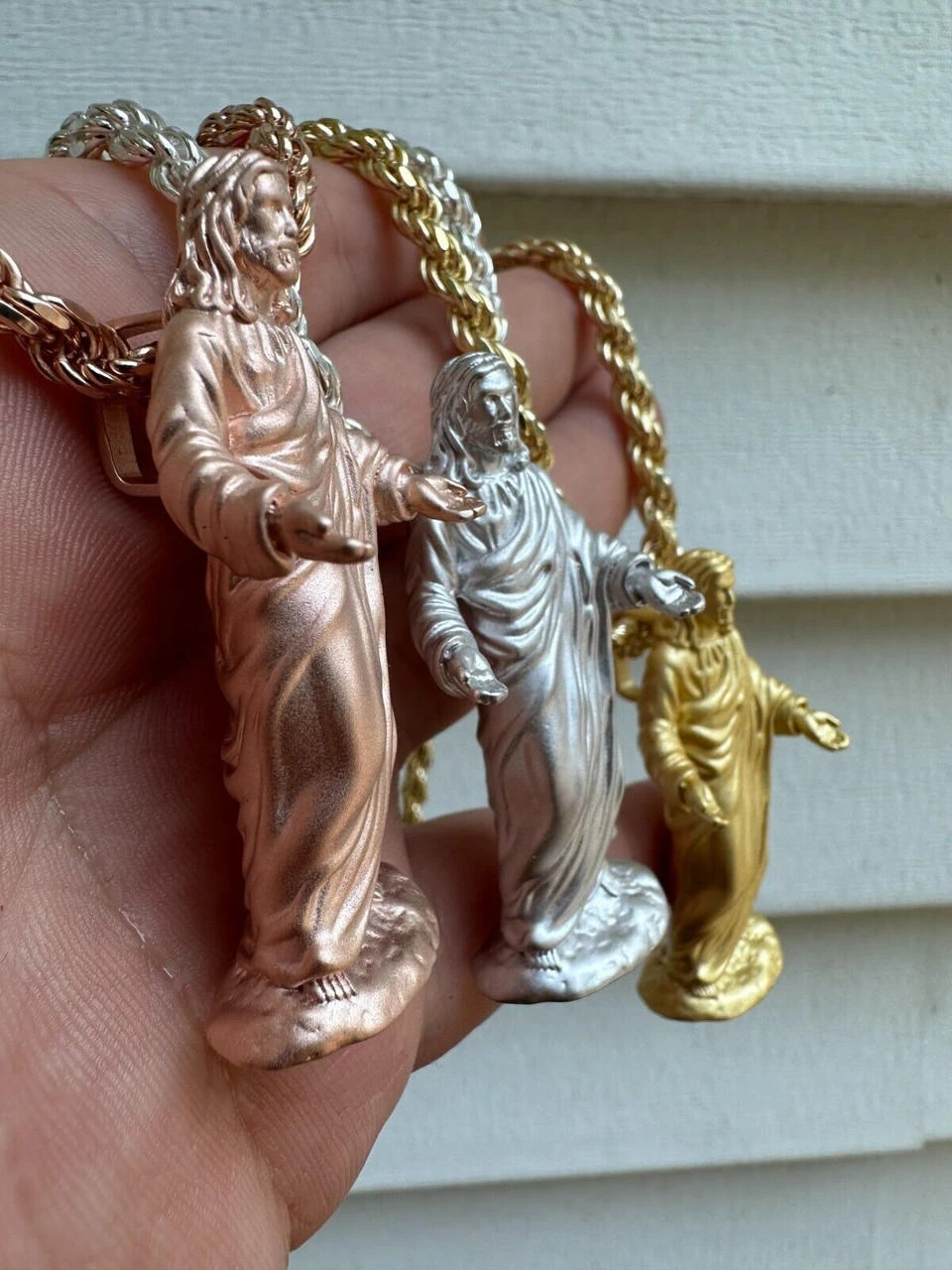 Heavy 3D Jesus Piece Real 925 Silver / 14k Yellow Rose Gold Pendant Necklace 4 Heavy 3D Jesus Piece Real 925 Silver / 14k Yellow Rose Gold Pendant Necklace - Image 2