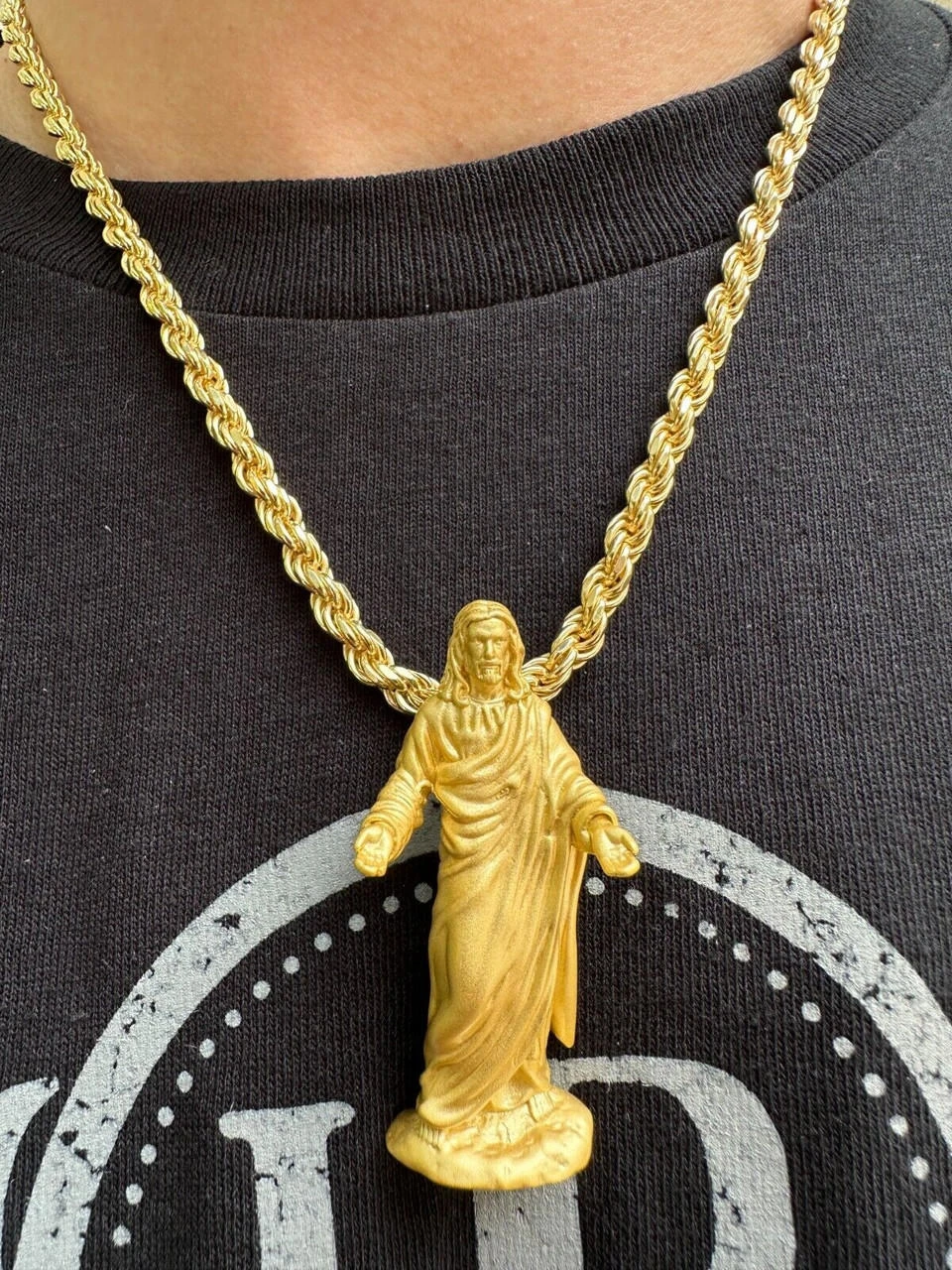Heavy 3D Jesus Piece Real 925 Silver / 14k Yellow Rose Gold Pendant Necklace 5 Heavy 3D Jesus Piece Real 925 Silver / 14k Yellow Rose Gold Pendant Necklace - Image 3