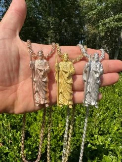 Heavy 3D San Judas St Jude Real 925 Silver 14k Yellow Rose Gold Pendant Necklace 41 Heavy 3D San Judas St Jude Real 925 Silver 14k Yellow Rose Gold Pendant Necklace -Harlem Bling Shop harlembling heavy 3d san judas st jude real 925 silver 14k yellow rose gold pendant necklace 34605.1689291075