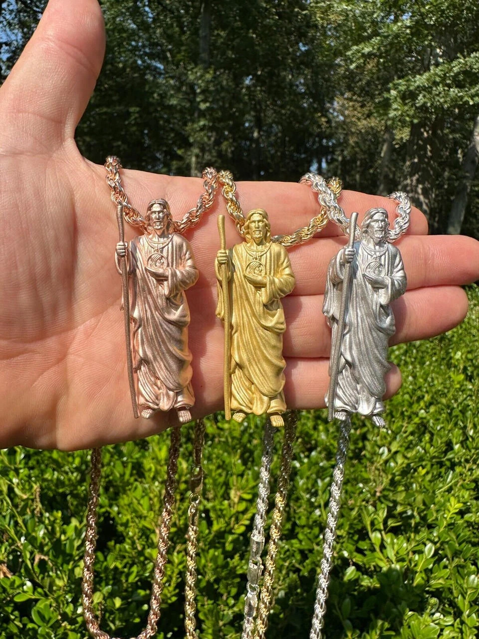 Heavy 3D San Judas St Jude Real 925 Silver 14k Yellow Rose Gold Pendant Necklace 22 Heavy 3D San Judas St Jude Real 925 Silver 14k Yellow Rose Gold Pendant Necklace - Image 20