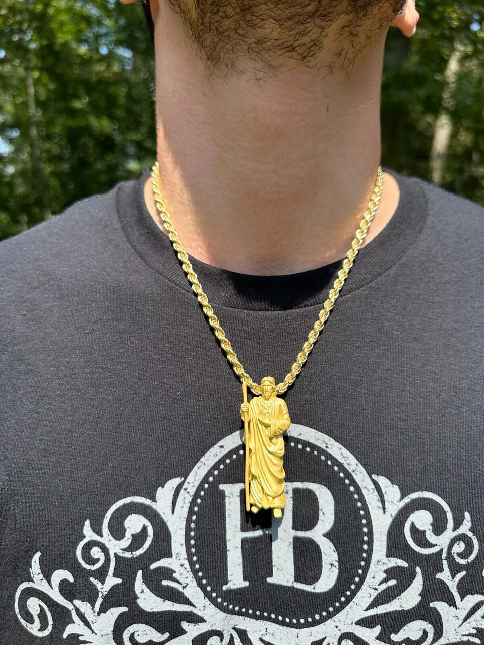 Heavy 3D San Judas St Jude Real 925 Silver 14k Yellow Rose Gold Pendant Necklace 7 Heavy 3D San Judas St Jude Real 925 Silver 14k Yellow Rose Gold Pendant Necklace - Image 5