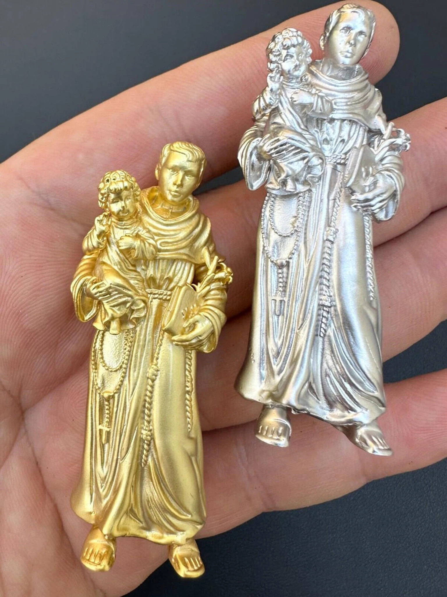 Heavy 3D St Joseph W Baby Jesus Real 925 Silver 14k Yellow Gold Pendant Necklace 3 Heavy 3D St Joseph W Baby Jesus Real 925 Silver 14k Yellow Gold Pendant Necklace