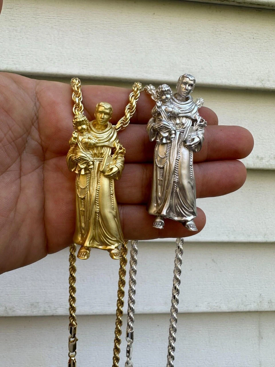 Heavy 3D St Joseph W Baby Jesus Real 925 Silver 14k Yellow Gold Pendant Necklace 19 Heavy 3D St Joseph W Baby Jesus Real 925 Silver 14k Yellow Gold Pendant Necklace - Image 17