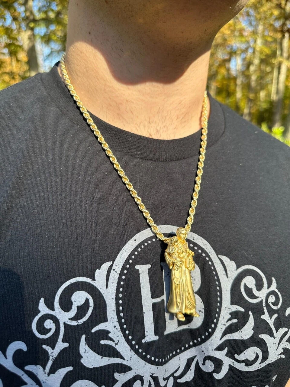 Heavy 3D St Joseph W Baby Jesus Real 925 Silver 14k Yellow Gold Pendant Necklace 12 Heavy 3D St Joseph W Baby Jesus Real 925 Silver 14k Yellow Gold Pendant Necklace - Image 10