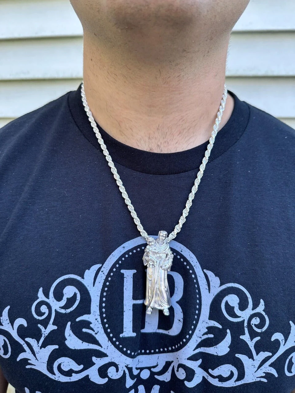 Heavy 3D St Joseph W Baby Jesus Real 925 Silver 14k Yellow Gold Pendant Necklace 7 Heavy 3D St Joseph W Baby Jesus Real 925 Silver 14k Yellow Gold Pendant Necklace - Image 5