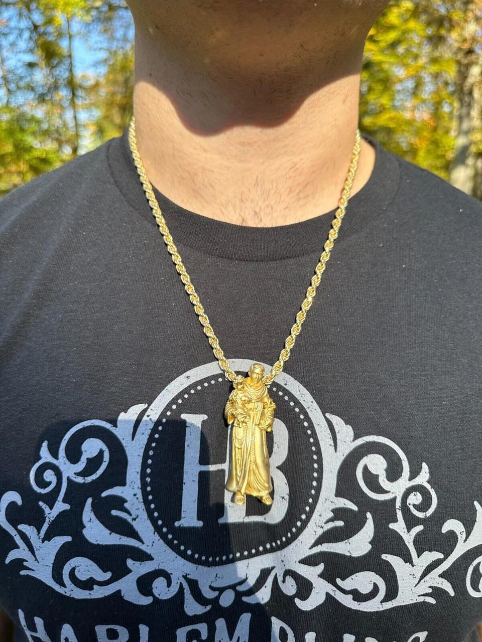 Heavy 3D St Joseph W Baby Jesus Real 925 Silver 14k Yellow Gold Pendant Necklace 5 Heavy 3D St Joseph W Baby Jesus Real 925 Silver 14k Yellow Gold Pendant Necklace - Image 3
