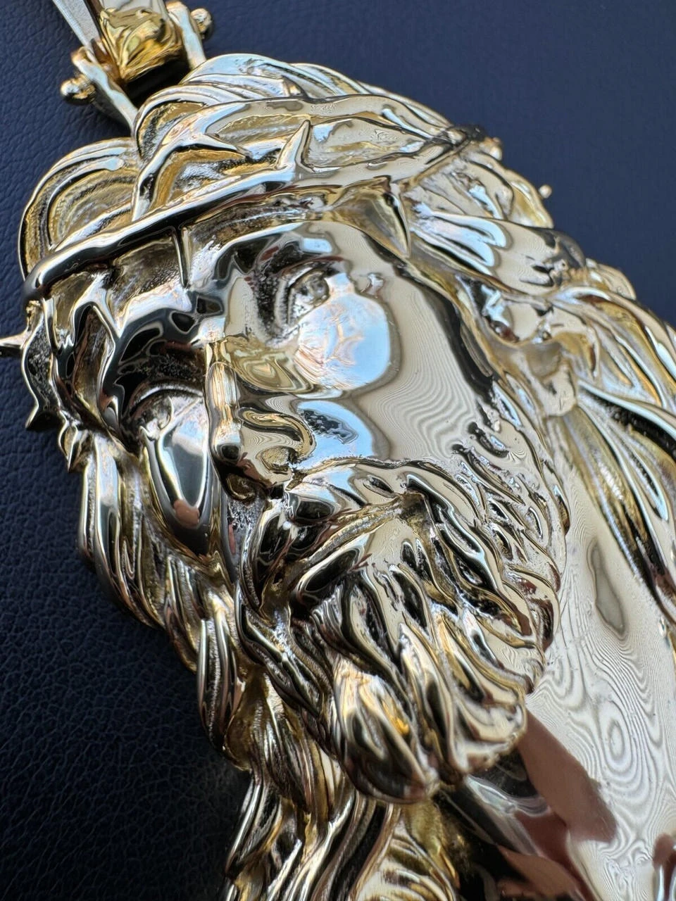 HEAVY Real Solid 925 Silver 14k Gold Vermeil Plain Jesus Piece Pendant Necklace 17 HEAVY Real Solid 925 Silver 14k Gold Vermeil Plain Jesus Piece Pendant Necklace - Image 15