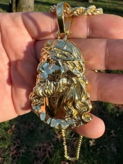 HEAVY Real Solid 925 Silver 14k Gold Vermeil Plain Jesus Piece Pendant Necklace 25 HEAVY Real Solid 925 Silver 14k Gold Vermeil Plain Jesus Piece Pendant Necklace -Harlem Bling Shop harlembling heavy real solid 925 silver 14k gold vermeil plain jesus piece pendant necklace 24880.1702702737