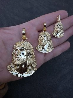 HEAVY Real Solid 925 Silver 14k Gold Vermeil Plain Jesus Piece Pendant Necklace 38 HEAVY Real Solid 925 Silver 14k Gold Vermeil Plain Jesus Piece Pendant Necklace -Harlem Bling Shop harlembling heavy real solid 925 silver 14k gold vermeil plain jesus piece pendant necklace 29796.1702702671